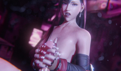 Tifa Lockhart grabs my penis and strokes it in POV