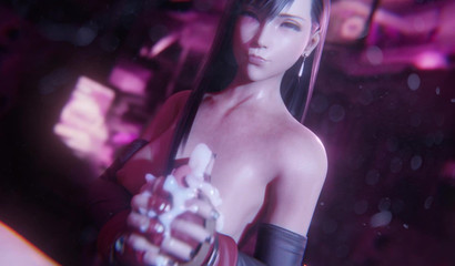 Tifa Lockhart grabs my penis and strokes it in POV