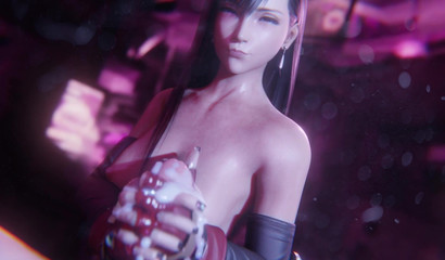 Tifa Lockhart grabs my penis and strokes it in POV