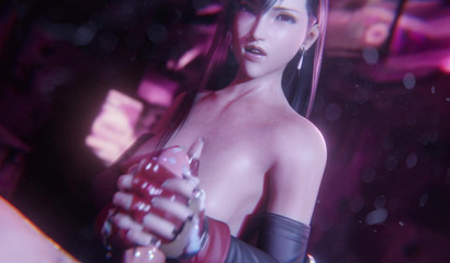 Tifa Lockhart grabs my penis and strokes it in POV