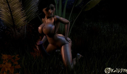 Elizabeth has fun with a huge horse cock in the forest (Bioshock)