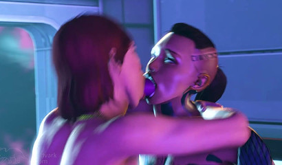 Mass Effect lesbian group porn with sex toys