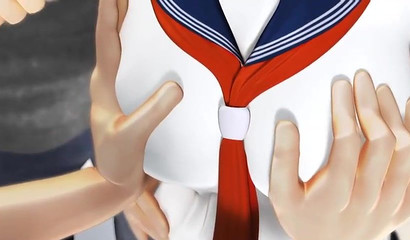 Young anime girl's first double penetration