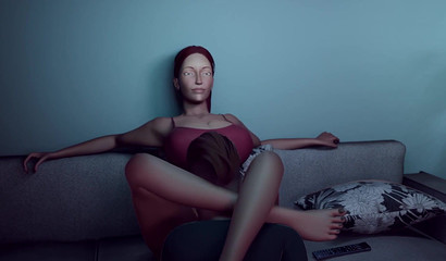 Futanari mother loves when son sucks her cock while watching porn