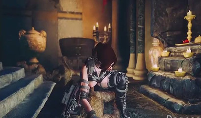 Mummies fuck Lara Croft in boots (Tomb Raider)