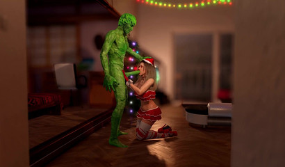 The grinch kidnapped christmas and fucked a sexy snow maiden in the mouth