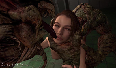 Monsters with long cocks fuck Jill Valentine from Resident Evil