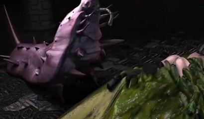 Slime monster fucks a young girl with a good body shape