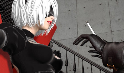 Slim Beauty Sucks Her Friend From Nier Automata Game