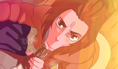 Hentai porn cartoon about deep blowjob of a young girl