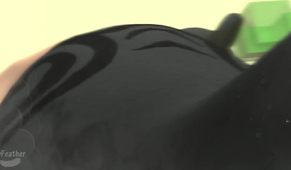 Furry porn - Black leopard sucks a man's cock