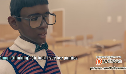 Teacher Linda sucks a long black cock in the classroom