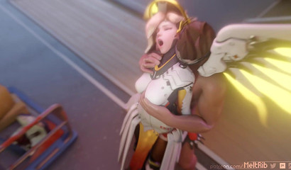 Sneaky Tracer fucks beauty Mercy from Overwatch