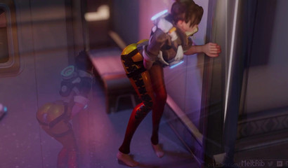 Sneaky Tracer fucks beauty Mercy from Overwatch