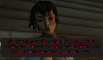 Bastard monster fucks a young brunette with a beautiful ass