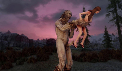 Anime giant fucks a girl in front of her boyfriend