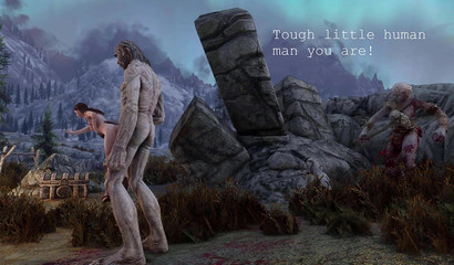 Anime giant fucks a girl in front of her boyfriend