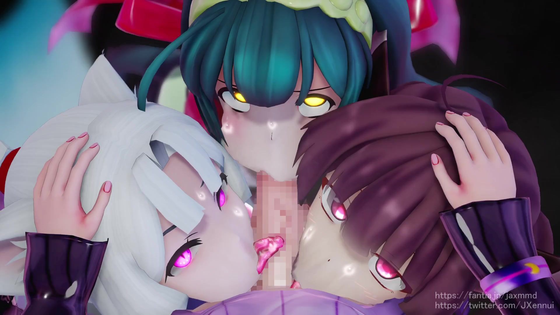 1920px x 1080px - Three sisters give a blowjob to their brother - hentai porn