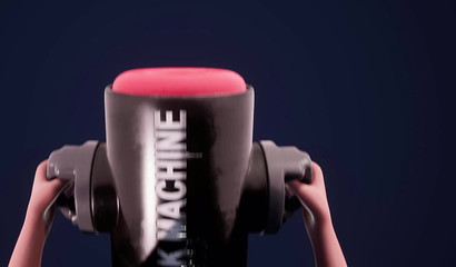 Horse futanari fucks his long cock with a sex machine