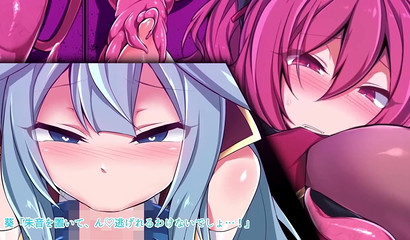 Tentacles fuck wet holes of anime girls with big asses