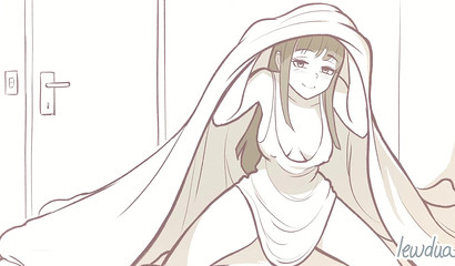 Drawn anime sex of two young futanari