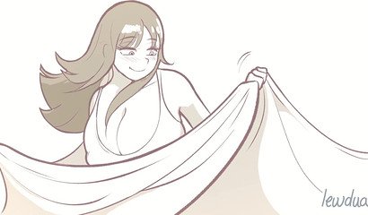 Drawn anime sex of two young futanari