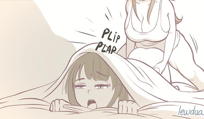 Drawn anime sex of two young futanari