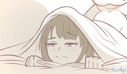 Drawn anime sex of two young futanari