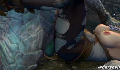 Lizard fucks beautiful blonde with luxurious tits