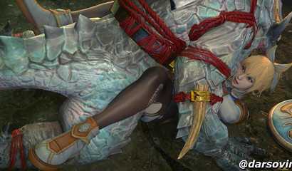 Lizard fucks beautiful blonde with luxurious tits