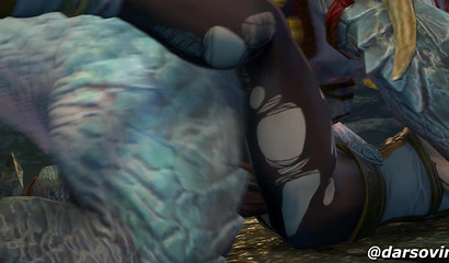 Lizard fucks beautiful blonde with luxurious tits