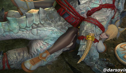 Lizard fucks beautiful blonde with luxurious tits