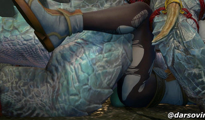 Lizard fucks beautiful blonde with luxurious tits