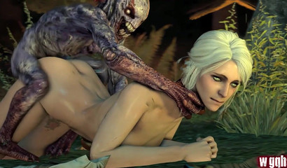 Monsters fuck blonde Cyril while Geralt sleeps (The Witcher)