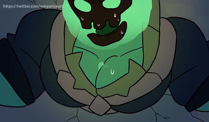 Furry fucks a green monster with big balls