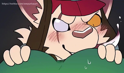 Furry fucks a green monster with big balls