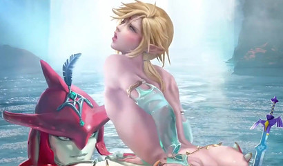 Aquaman fucks slim blonde with double cock in water