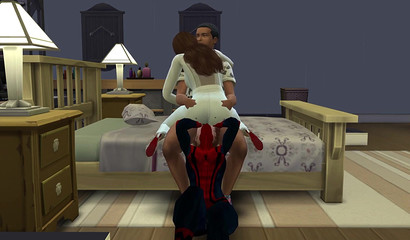 Sexy Aunt May fucks her nephew in the kitchen