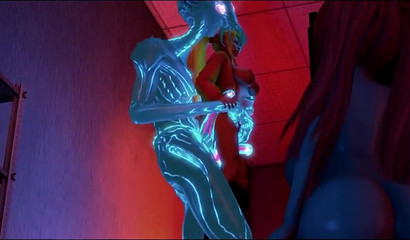 Anime cartoon in which a monster fucks a girl (Metroid)