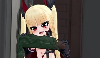 Long haired anime blonde jerking off a big cock