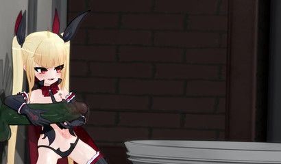 Long haired anime blonde jerking off a big cock