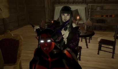 Busty 3D shemales fuck each other in the ass