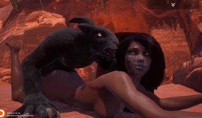 3D monsters from Wild Life fuck busty brunette in cum