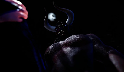 Big dick minotaur penetrates busty witch in the woods