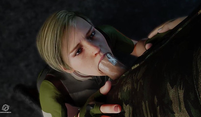Blonde Cassie Cage from Mortal Kombat sucks cock on her knees
