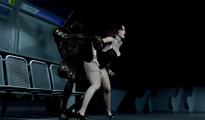 Evil monster rapes a brunette in the subway