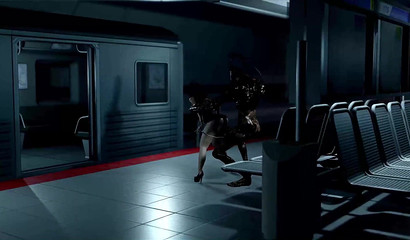 Evil monster rapes a brunette in the subway