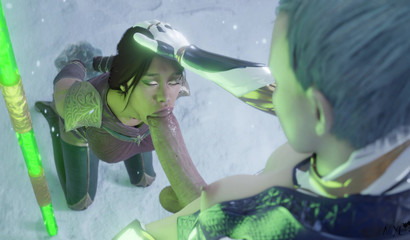 Futa Frost puts a big dick in Jade's mouth