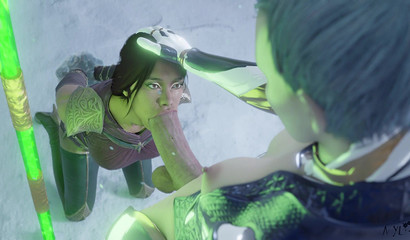 Futa Frost puts a big dick in Jade's mouth