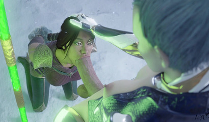 Futa Frost puts a big dick in Jade's mouth